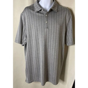 Nat Nast Luxury Originals Mens Size XL Polo Shirt Gray Grey Striped‎ Rayon Golf
